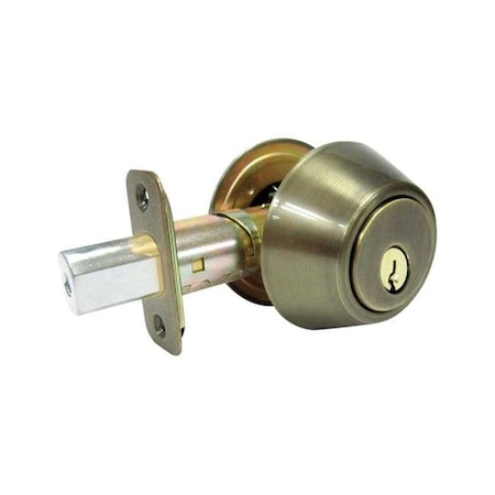 Faultless Faultless 5002075 Antique Brass Metal Double Cylinder Lock; ANSI Grade 3; 1.75 in. 5002075